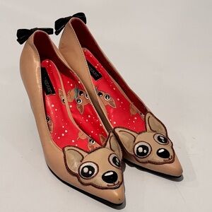 I Heart Beige Chihuahua Puppy Themed Heels Size 9